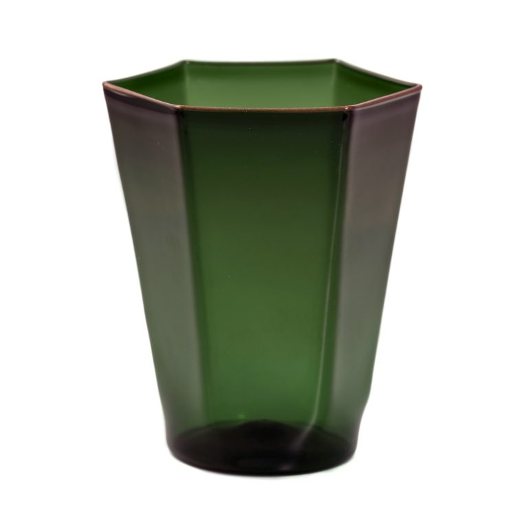 green luxury glass with bronze rim